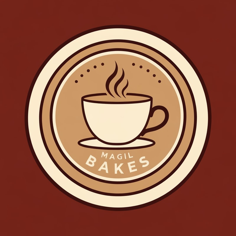 Magil Bakes Name need a circle emblem logo With tea cup shape