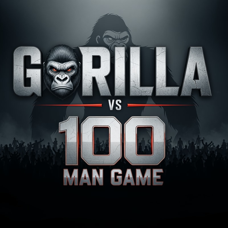 Gorilla vs 100 Man Game Text Logo.