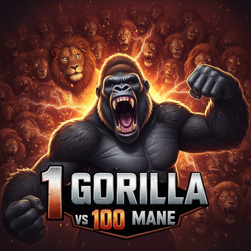 1 Gorilla vs 100 Mane Game Logo