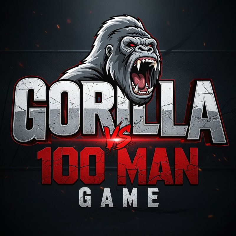 Gorilla vs 100 Man Game Text Logo.