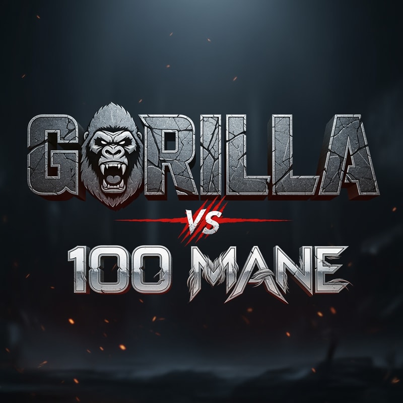 Gorilla vs 100 Mane Game Text Logo.