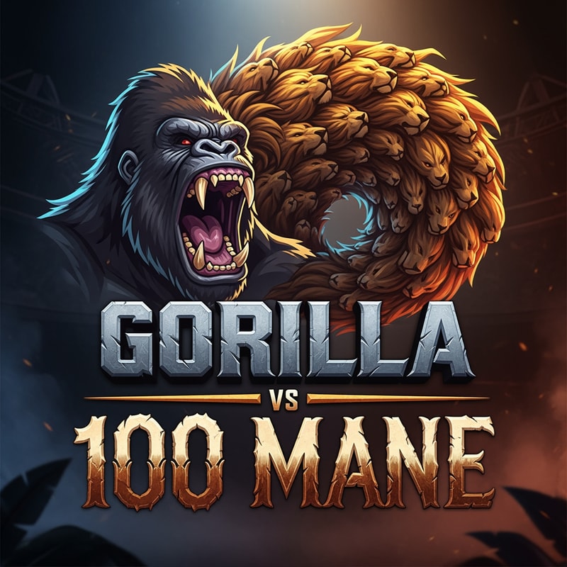 Gorilla vs 100 Mane Game Text Logo.