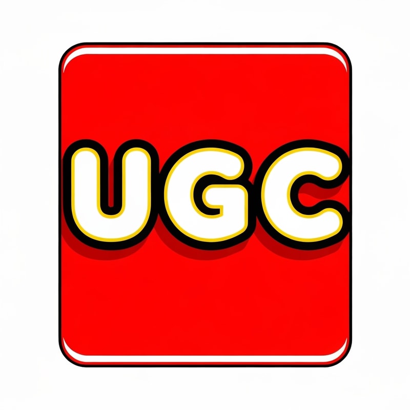 Create a logo strongly inspired by the classic LEGO mark, replacing the word “LEGO” with the letters “UGC”. Use a bright red square background with a thin white outer border and a thick yellow inner outline. Center the word UGC in a bold, rounded, bubble-style display type that matches the original logo’s weight and proportions: white letter fills, then a thin yellow stroke around each white letter, then a thick black outline around the yellow stroke. Add a subtle black drop shadow to give the letters the same lifted, embossed feel. Keep proportions, alignment, spacing, and contrast visually equivalent to the original so the new mark reads as the same classic style but with the letters U-G-C. Output at high resolution (at least 4000×4000 px) with transparent background and also a version on white.
Note to designer: exact pixel-for-pixel replication of LEGO’s proprietary type is not requested here — match the letter shapes and rounded geometry closely so the wordmark reads like the original but reads “UGC.” Use clean vector shapes and provide source files (SVG / AI). Color references: red ~ #E4001B, yellow ~ #FFD700, black #000000, white #FFFFFF.