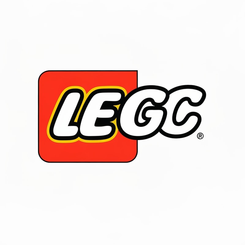 create the lego logo but instead of the letters spelling "lego"  make it spell "UGC" make sure all the colors, fonts, etc are the exact same as the original lego logo