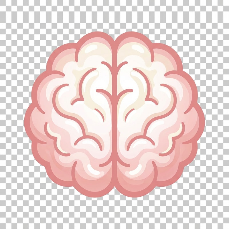 make the background transparent also change the brain color to pinkish on the outside and mostly white on the inside, with subtle variations in color
