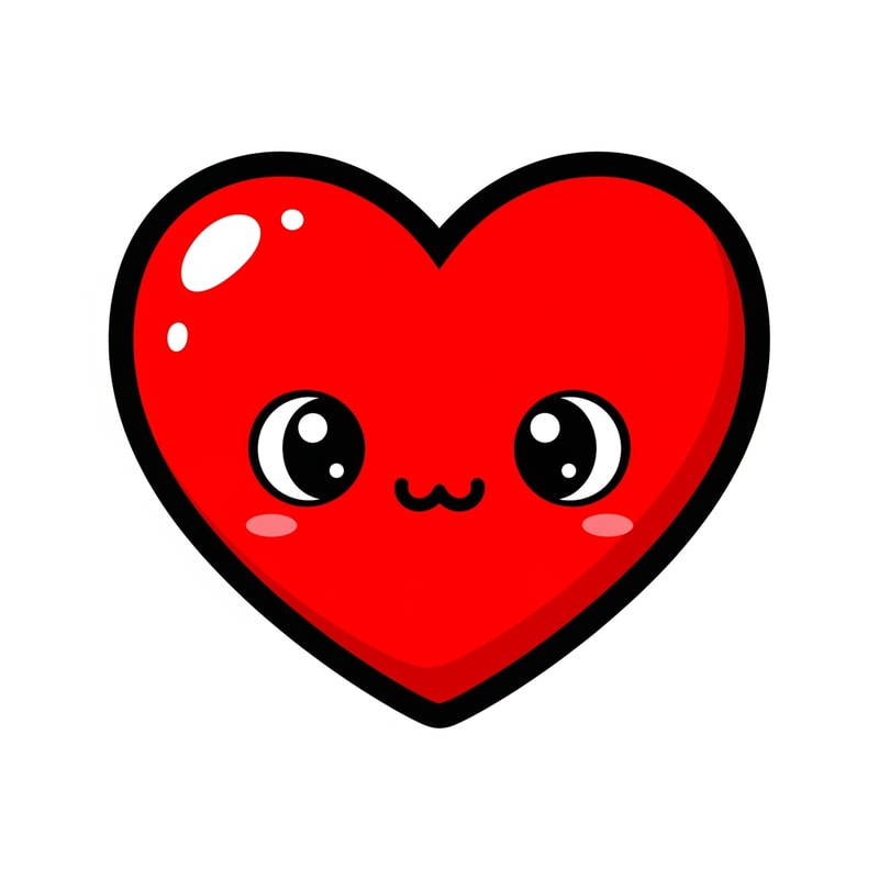 create an anime art looking flat vector heart cartoonish with black outline