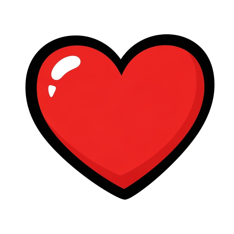 create an video game art looking flat vector heart cartoonish with a bold black outline