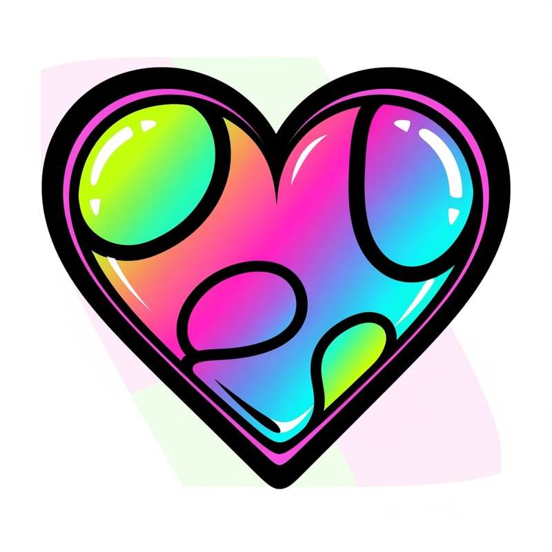 create an Y2k art looking flat vector heart cartoonish with black outline