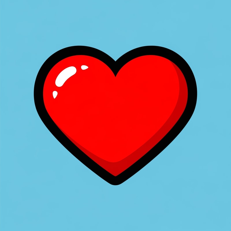 create an video game art looking flat vector heart cartoonish with a bold black outline