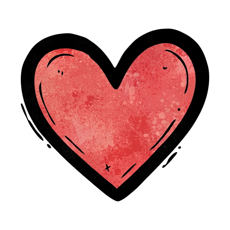 create an grungy art looking flat vector heart cartoonish with black outline