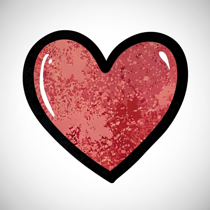 create an grungy art looking flat vector heart cartoonish with black outline