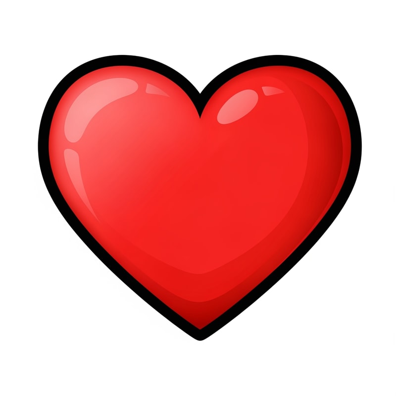 create an realistic art looking flat vector heart cartoonish with black outline