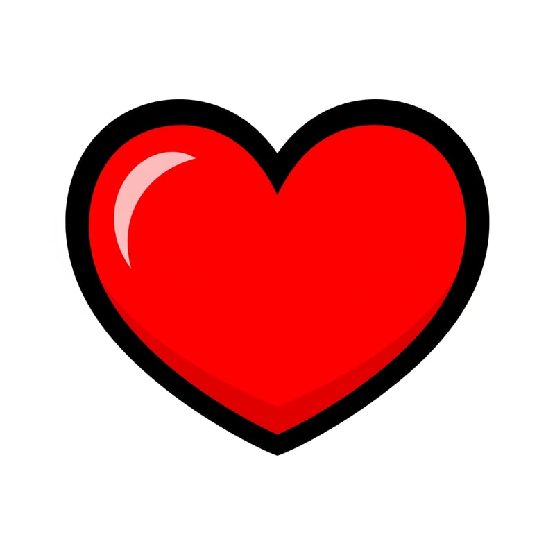 create an video game art looking flat vector heart cartoonish with a bold black outline