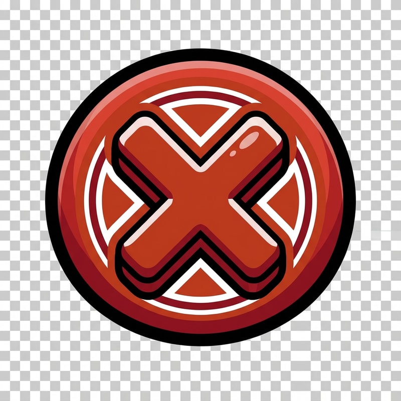 make a videogame close button dont put any words just a button make it cartoonish  but slightly cool modern looking with a transparent background and make it red and white and black with depth in color, stroke, design and detail but still cartoonish

The attached image represents the overall artistic style and aesthetic. Use it as a reference for visual consistency and design language. Do not replicate these images directly, but capture the general artistic direction and style.

General color scheme includes: #50b4c8, #c85028, #14a0c8, #a01428, #006478

And follow these custom instructions: create cartoonish vector icons 