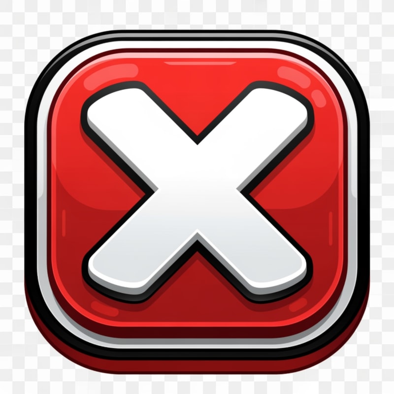 make a videogame close button dont put any words just a button make it cartoonish  but slightly cool modern looking with a transparent background and make it red and white and black with depth in color, stroke, design and detail