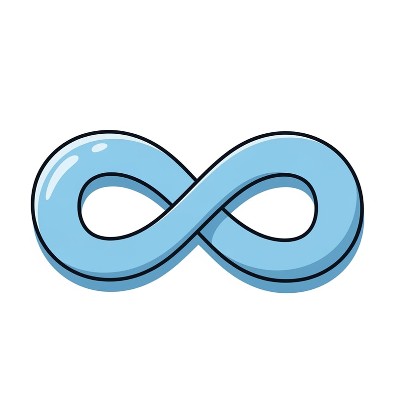 Create a cartoonish decor icon of the infinity symbol that is simple with no advanced extra effects, just good coloring, but keep it cartoonish and not realistic,. Make it have good shading and light blue