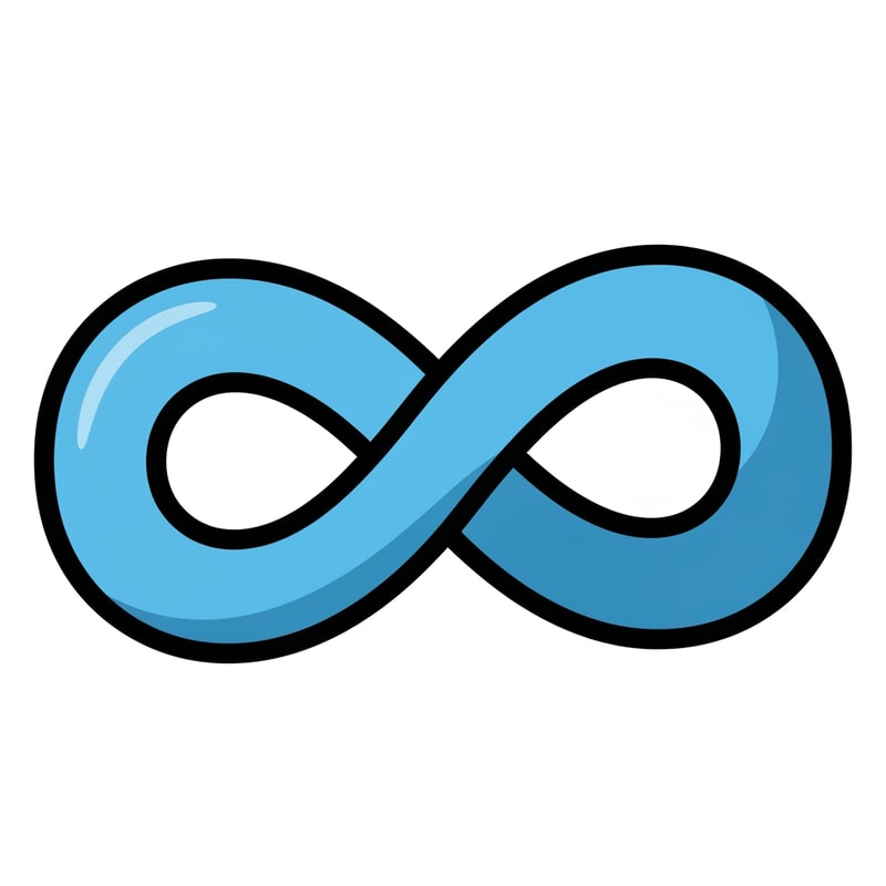 Create a cartoonish decor icon of the infinity symbol that is simple with no advanced extra effects, just good coloring, but keep it cartoonish and not realistic,. Make it have good shading and light blue with a prominent black outline
