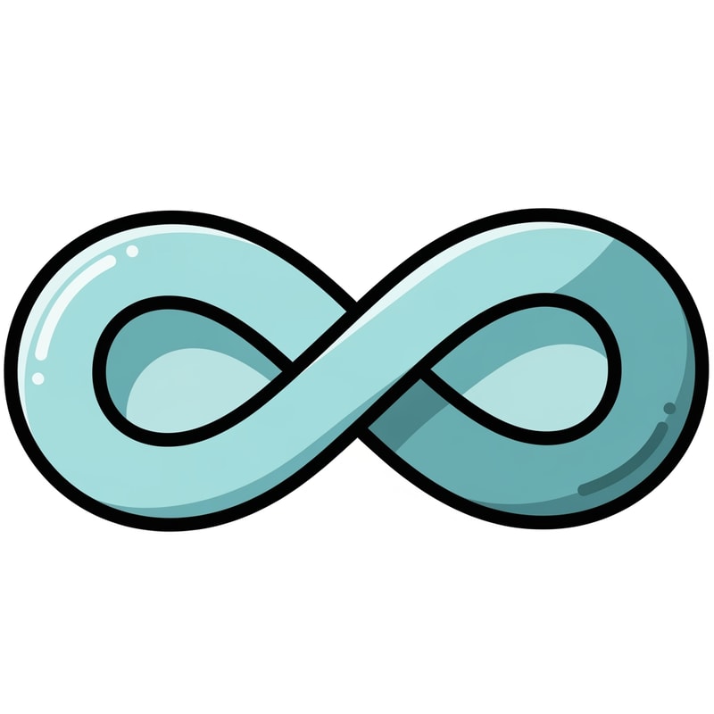 Create a cartoonish decor icon of the infinity symbol that is simple with no advanced extra effects, just good coloring, but keep it cartoonish and not realistic,. Make it have good shading and soft cyan with a prominent black outline