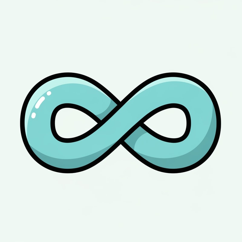 Create a cartoonish decor icon of the infinity symbol that is simple with no advanced extra effects, just good coloring, but keep it cartoonish and not realistic,. Make it have good shading and soft cyan with a prominent black outline