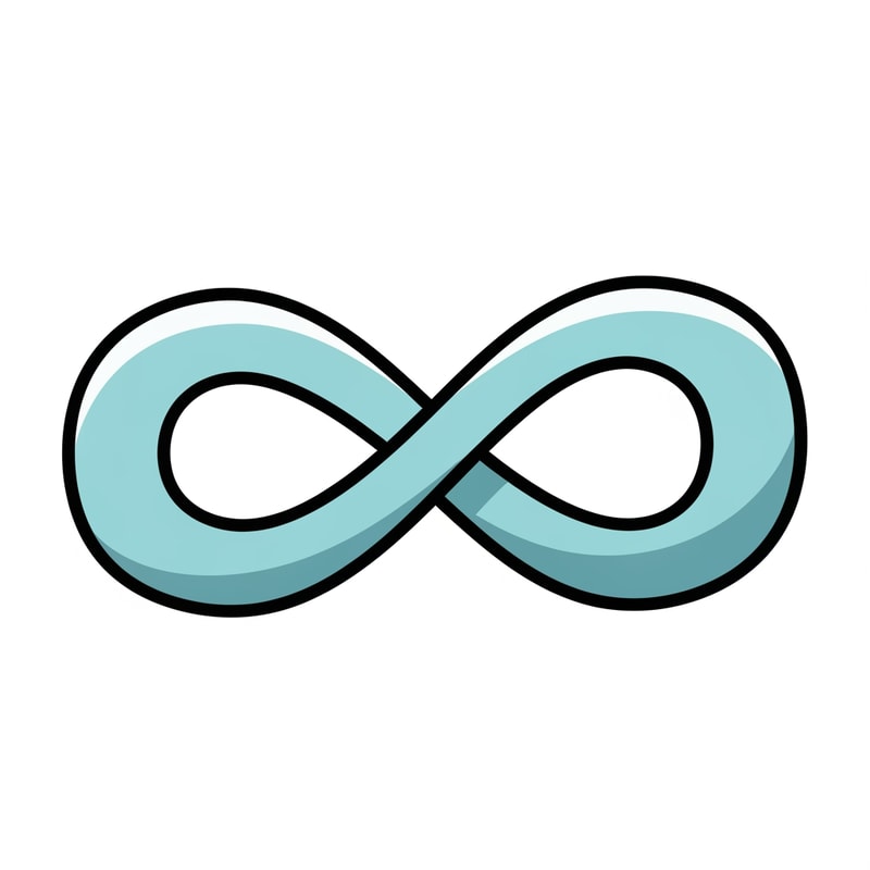 Create a cartoonish decor icon of the infinity symbol that is simple with no advanced extra effects, just good coloring, but keep it cartoonish and not realistic,. Make it have good shading and soft cyan with a prominent black outline