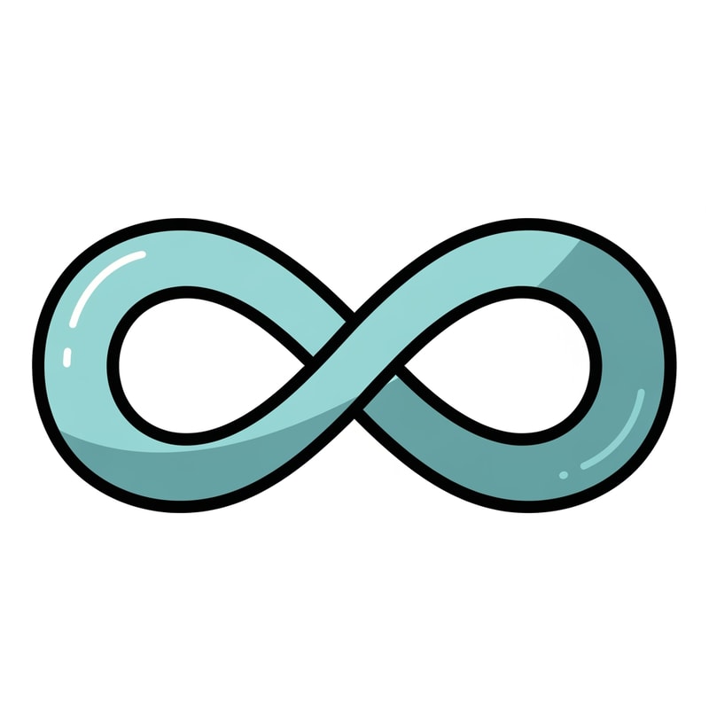 Create a cartoonish decor icon of the infinity symbol that is simple with no advanced extra effects, just good coloring, but keep it cartoonish and not realistic,. Make it have good shading and soft cyan with a prominent black outline