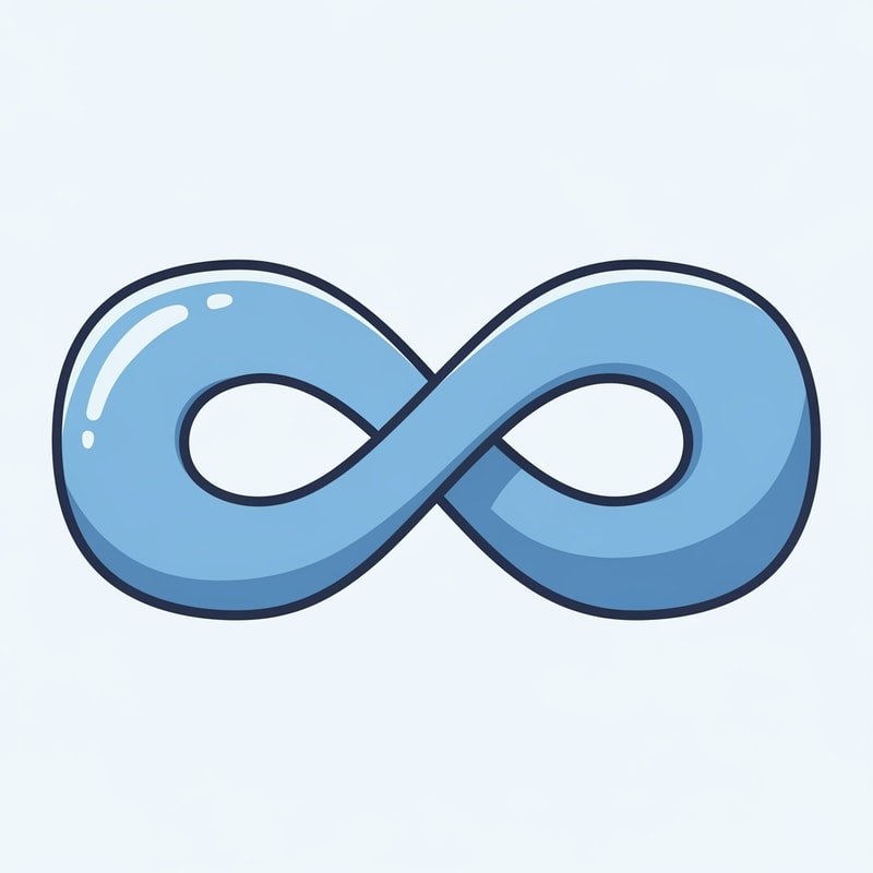 Create a cartoonish decor icon of the infinity symbol that is simple with no advanced extra effects, just good coloring, but keep it cartoonish and not realistic, make it have good shading and light blue