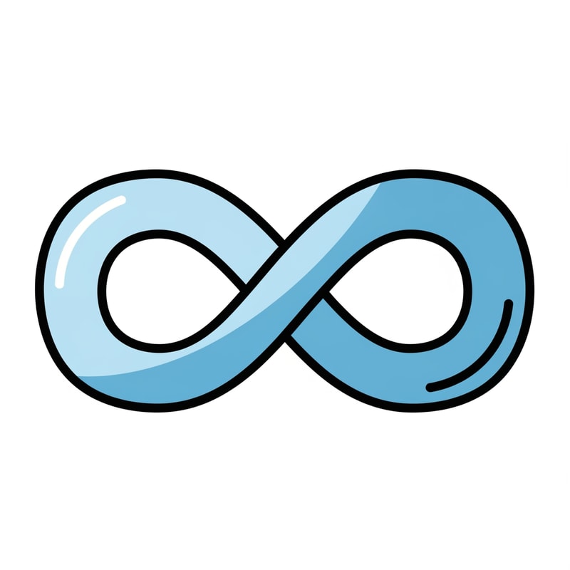Create a cartoonish decor icon of the infinity symbol that is simple with no advanced extra effects, just good coloring, but keep it cartoonish and not realistic,. Make it have good shading and light blue with a prominent black outline