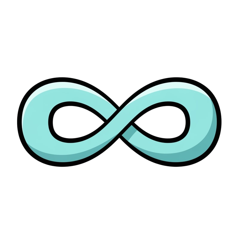 Create a cartoonish decor icon of the infinity symbol that is simple with no advanced extra effects, just good coloring, but keep it cartoonish and not realistic,. Make it have good shading and soft cyan with a prominent black outline