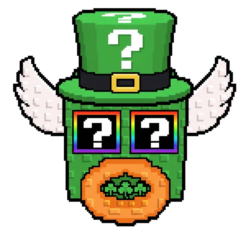 replace this green lucky block with this leprechaun lucky block ensure the leprechaun lucky block has the same art style and facing the same direction as the green lucky block