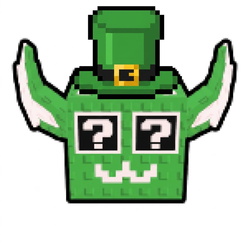 replace this green lucky block with this leprechaun lucky block ensure the leprechaun lucky block has the same art style and facing the same direction as the green lucky block