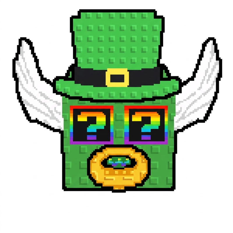 replace this green lucky block with this leprechaun lucky block ensure the leprechaun lucky block has the same art style and facing the same direction as the green lucky block
