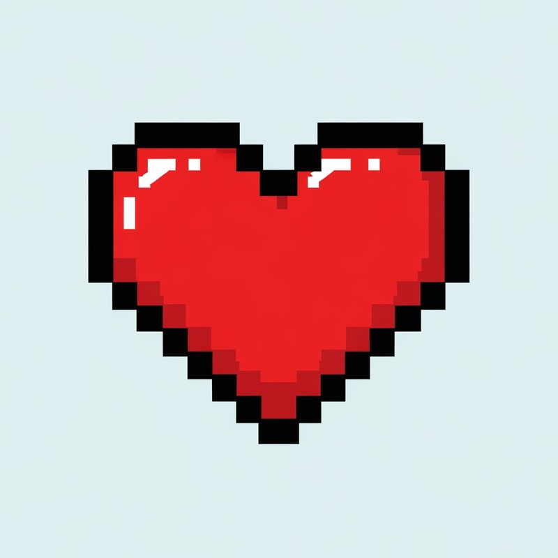 create an pixel art looking flat vector heart cartoonish with black outline