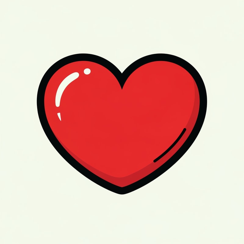 create a flat vector heart icon cartoonish with black outline retro style