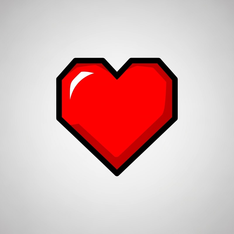 make a videogame style vector heart icon with a black outline
