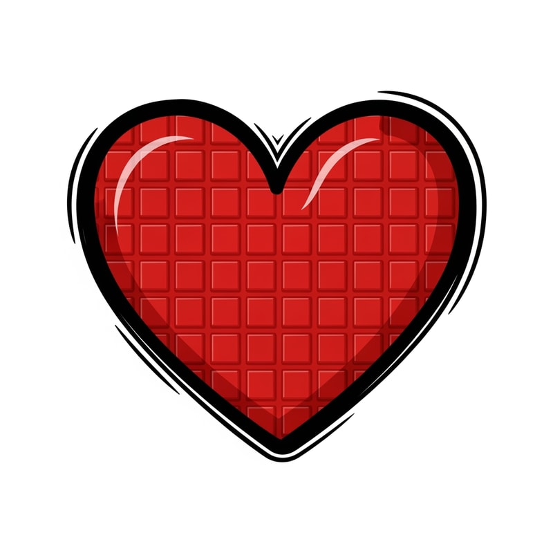 make a videogame style vector heart icon with a black outline make it look hand drawn also give it a roblox stud texture