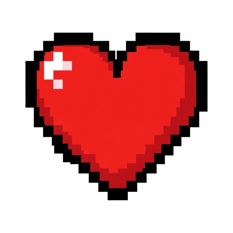 create an pixel art looking flat vector heart cartoonish with black outline