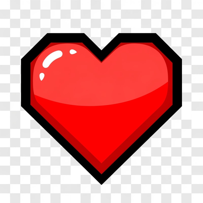 make a videogame style vector heart icon with a black outline