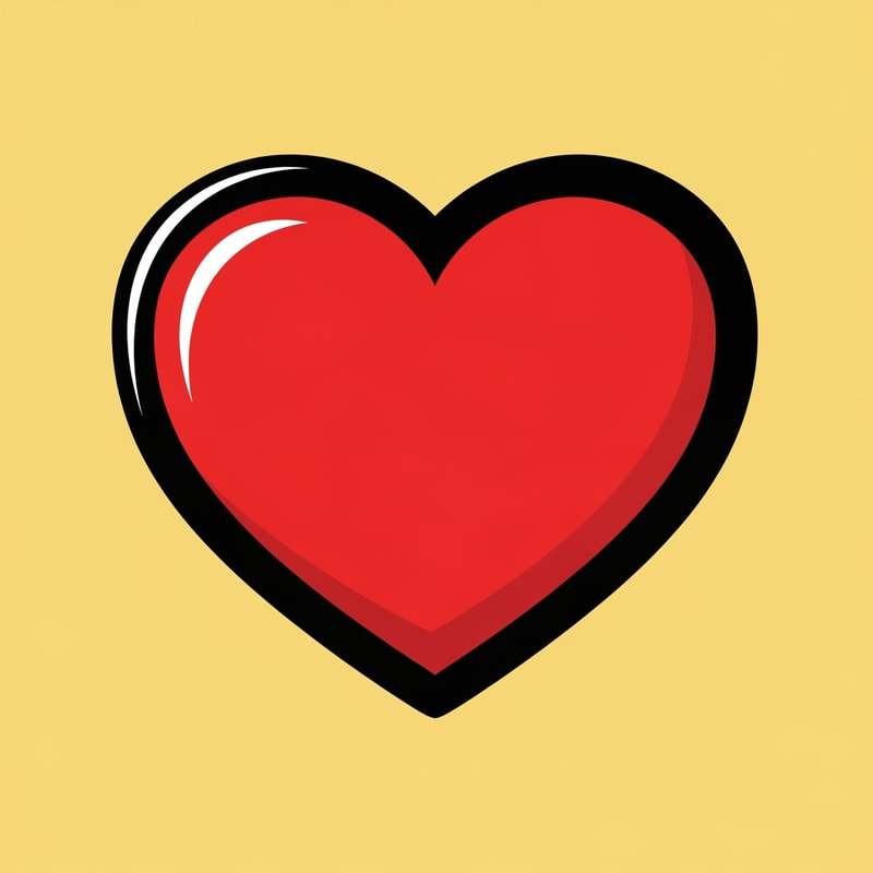 create a flat vector heart icon cartoonish with black outline retro