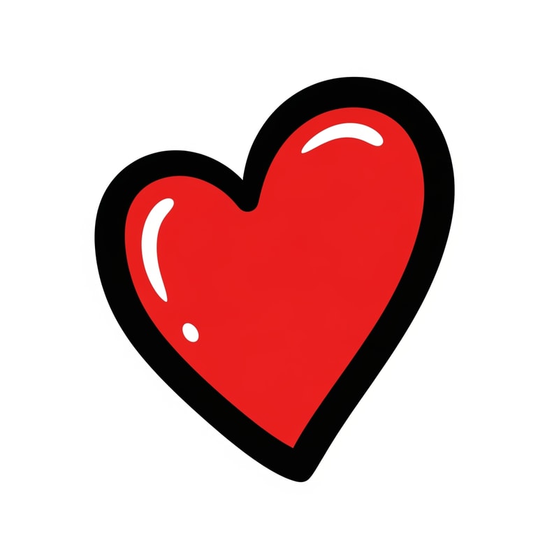 create a cartoony vector heart with no background with a black outline