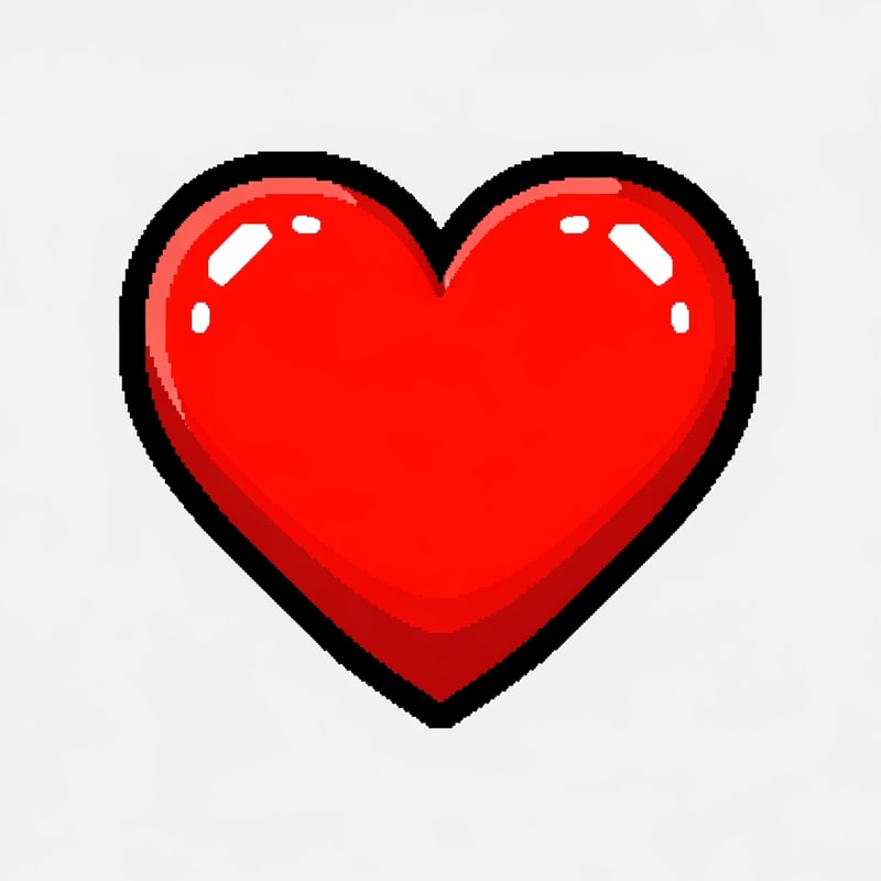 create an pixel art looking flat vector heart cartoonish with black outline