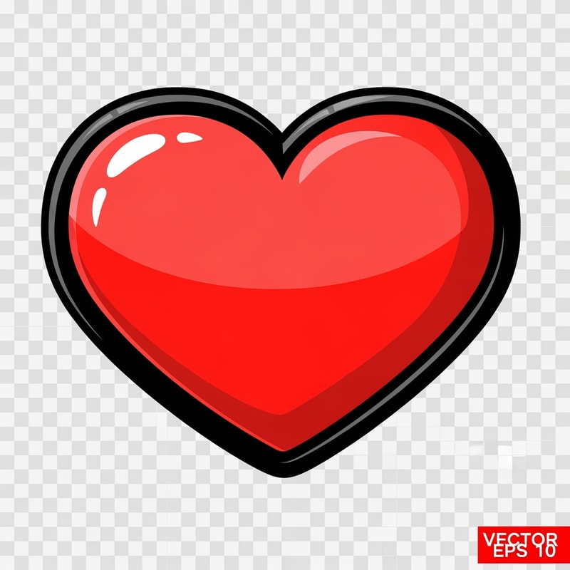 make a videogame style vector heart icon with a black outline