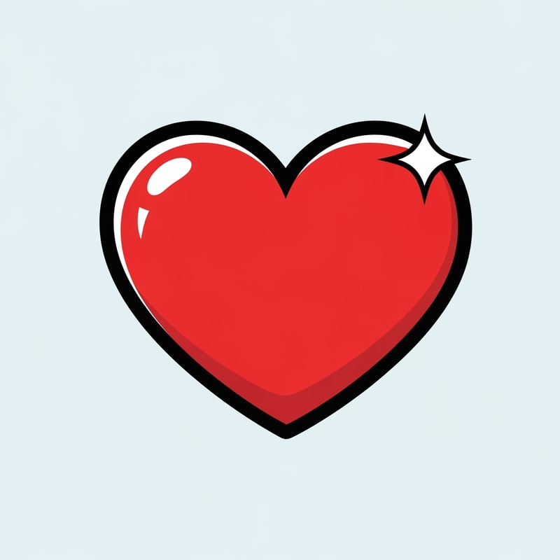 create a flat vector heart icon cartoonish with black outline anime style
