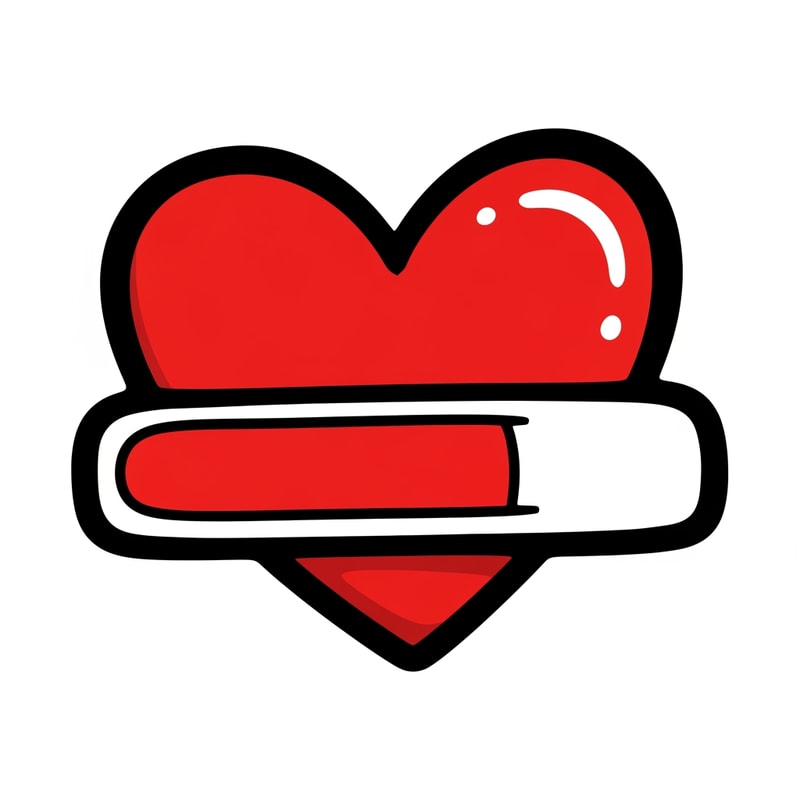 make a videogame style vector heart icon with a black outline make it look hand drawn also give it a roblox look