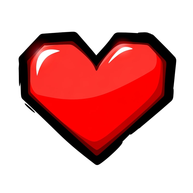 make a videogame style vector heart icon with a black outline make it look hand drawn also give it a roblox look