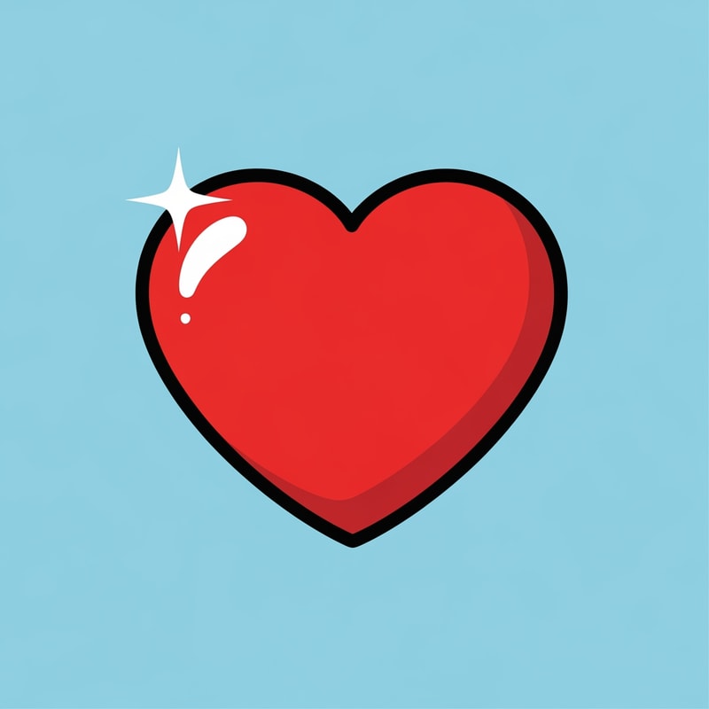 create a flat vector heart icon cartoonish with black outline anime style