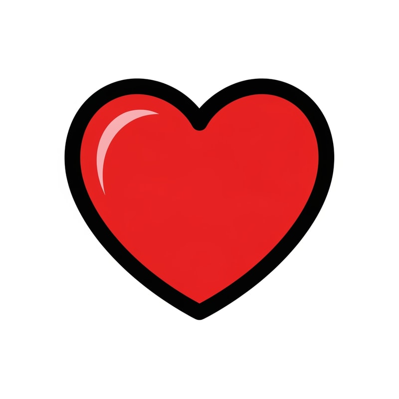 create a flat vector heart icon cartoonish with black outline