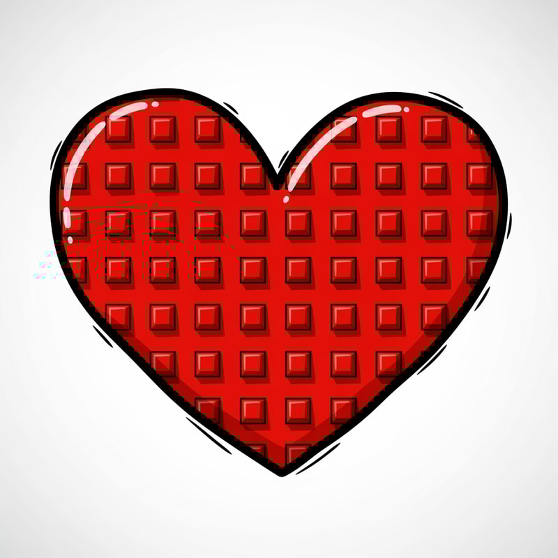 make a videogame style vector heart icon with a black outline make it look hand drawn also give it a roblox stud texture
