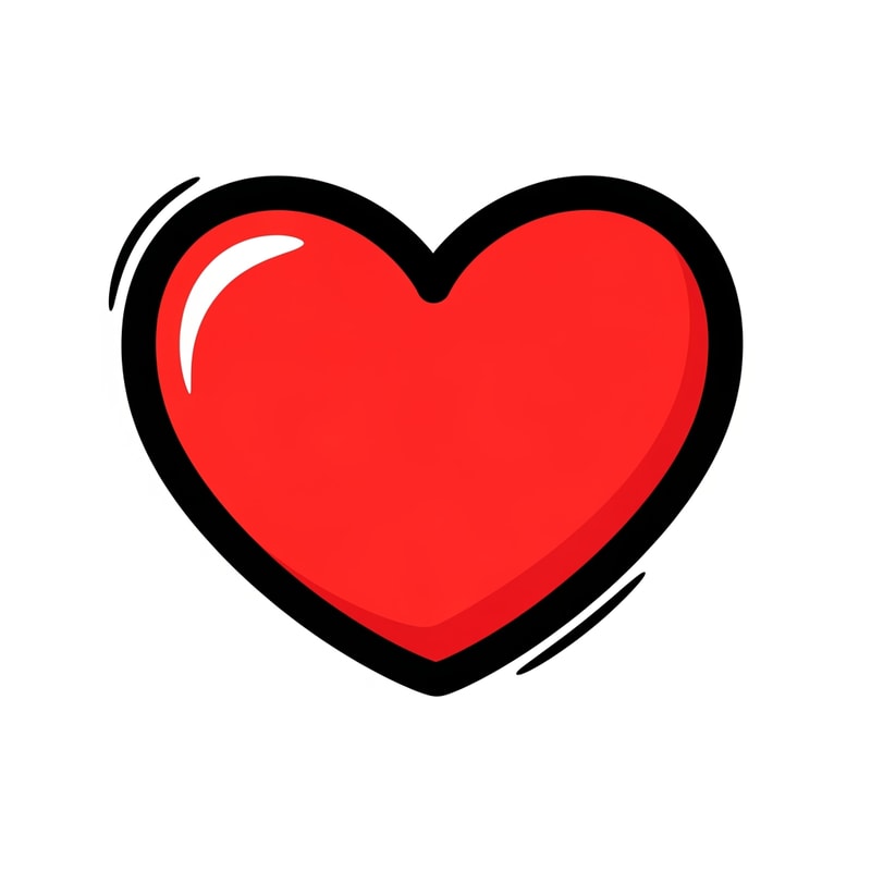 A flat vector game asset of a red heart icon, bold thick black marker outline, hand-drawn scribble style but clean edges, bright vibrant colors, Roblox GUI aesthetic, playful, cartoonish, isolated on a plain white background, high quality, 2D --no shading
