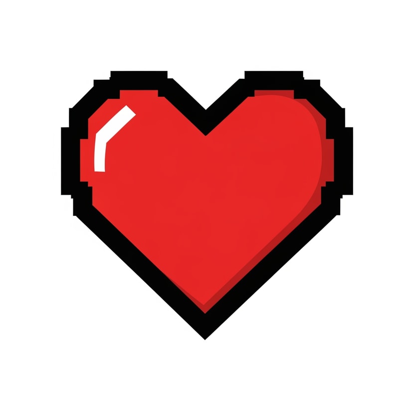 create an pixel art looking flat vector heart cartoonish with black outline