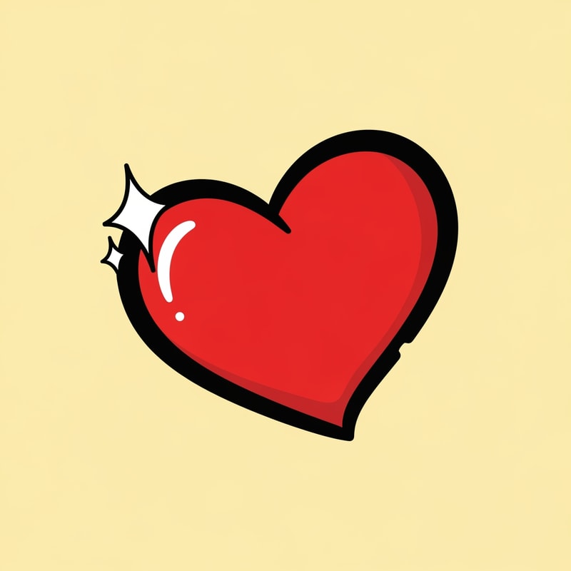 create a flat vector heart icon cartoonish with black outline retro